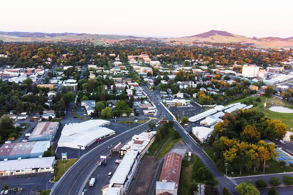 Residential area in Idaho with roads intersecting