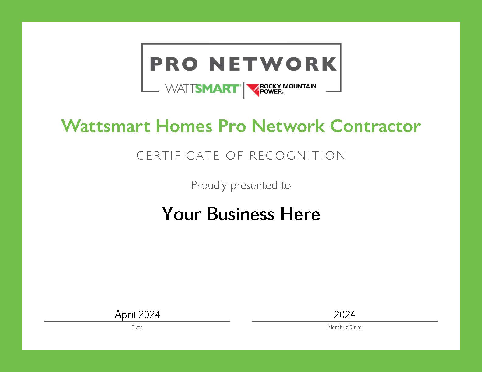 Pro Network certificate